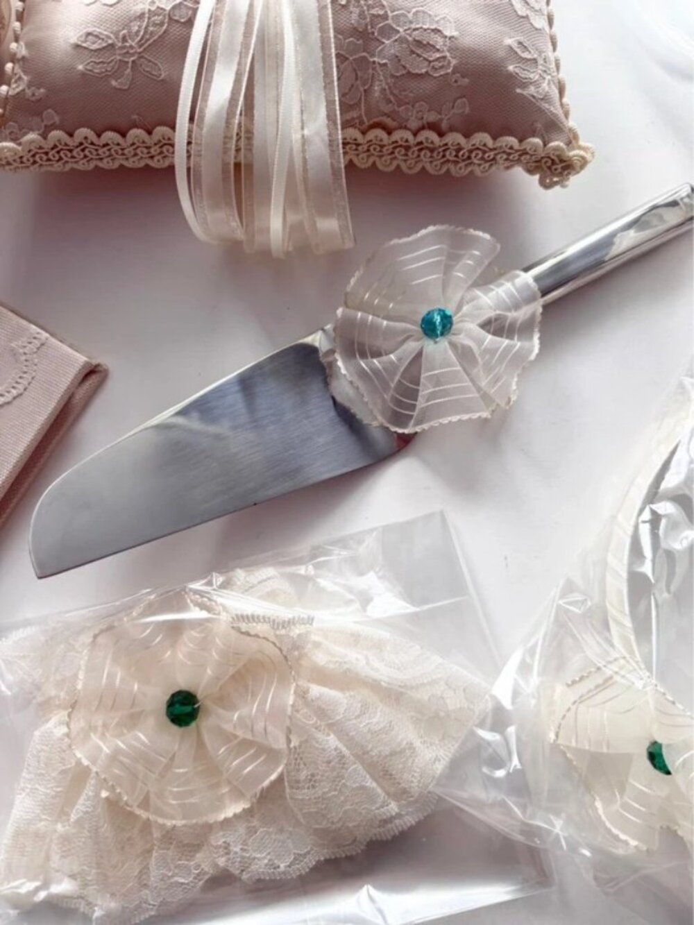Wedding Cream Bundle Ribbon Flower Accents
